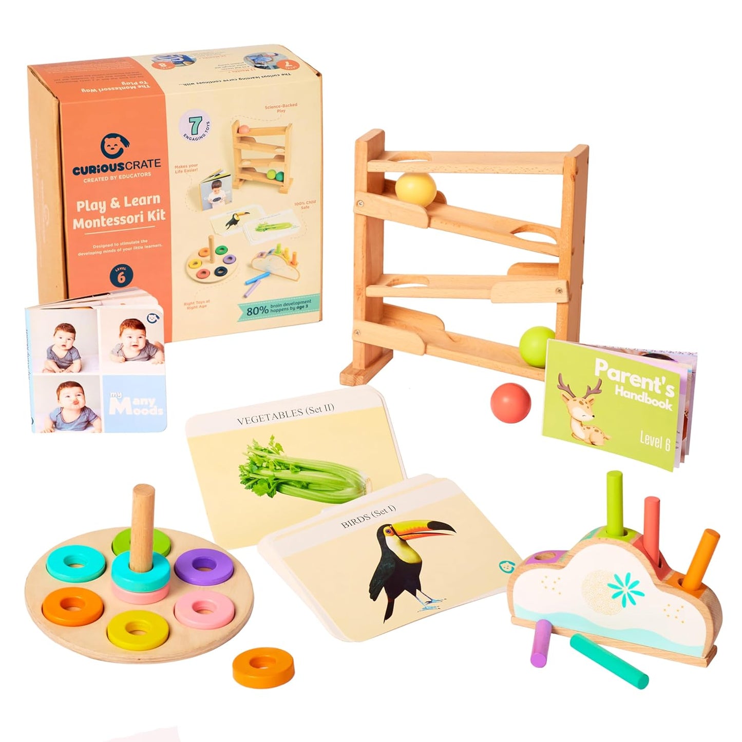 11 Months+ | Curious Crate Wooden Montessori Toys | Educational Play Set